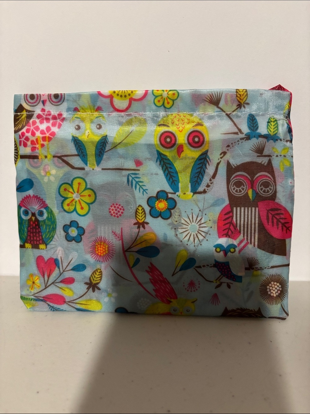 Owl Print tote bag goods in Light Blue with Multicolor Owls. New no tags